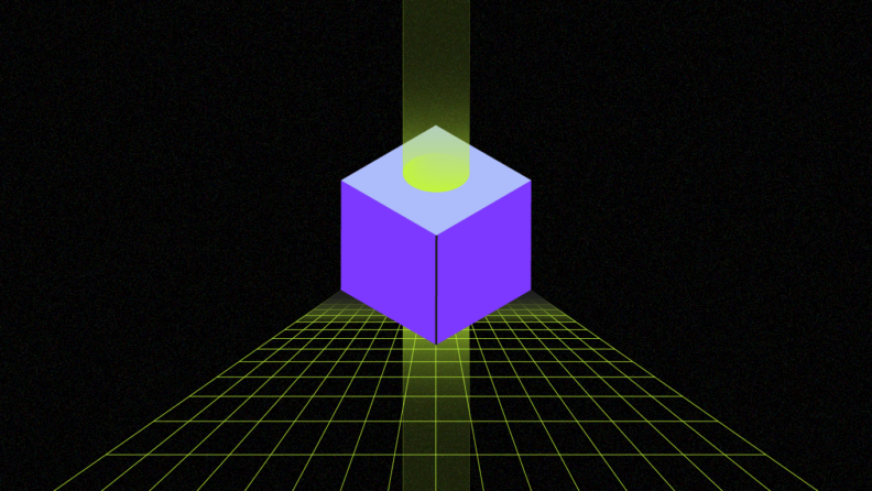 A purple cube emitting a green light. What is IT governance featured image