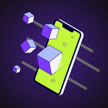 An illustration of a phone surrounded by floating cubes. What is devops and its benefits featured image
