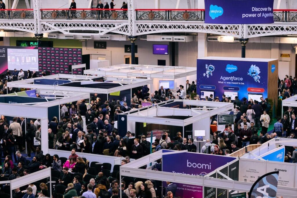 Attendees explore the exhibition floor at AI & Big Data Expo Europe