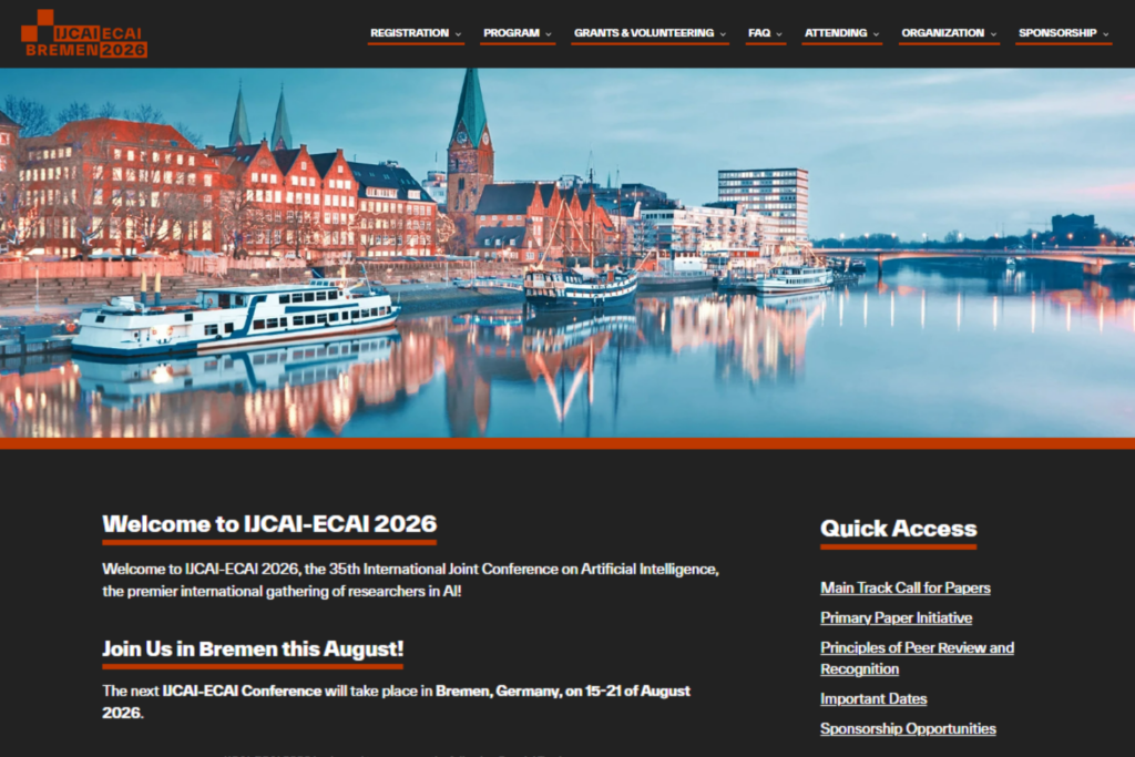 Website screenshot of the IJCAI-ECAI 2026