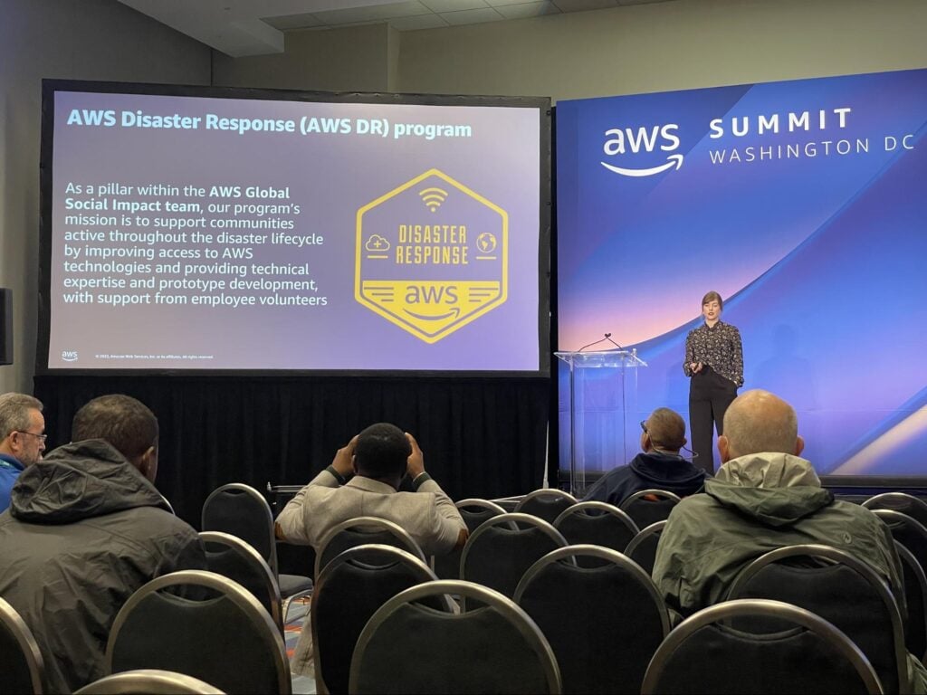 A presenter during the AWS Global Summit