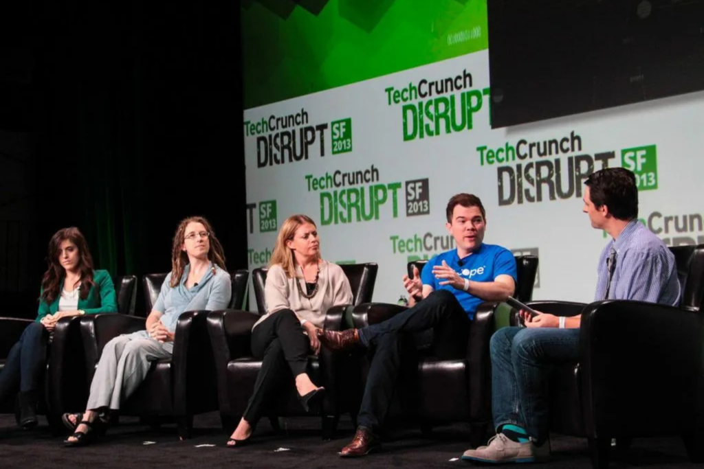 TechCrunch Disrupt panel discussion featuring startup and technology leaders.