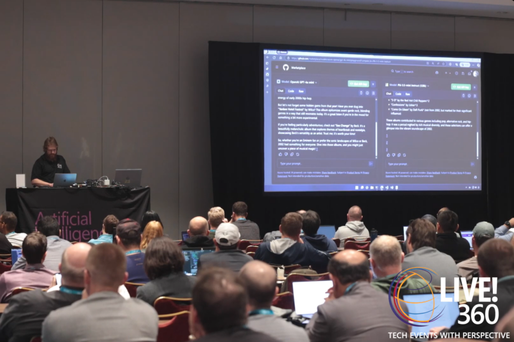 Live! 360 Tech Con attendees watching a live technology presentation