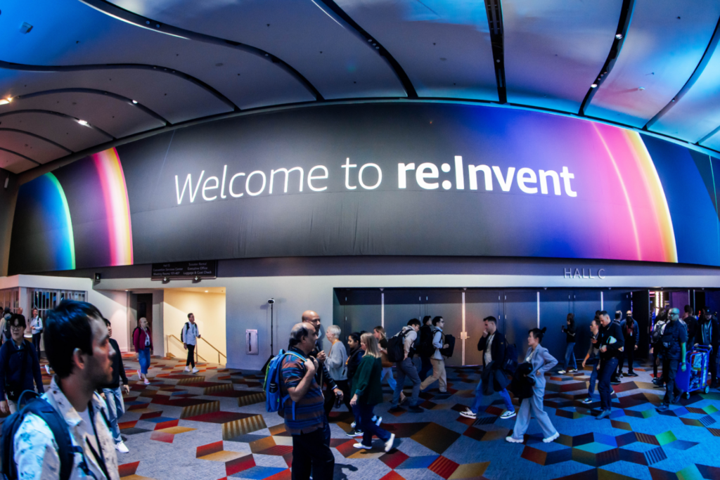 AWS re:Invent attendees entering the conference venue