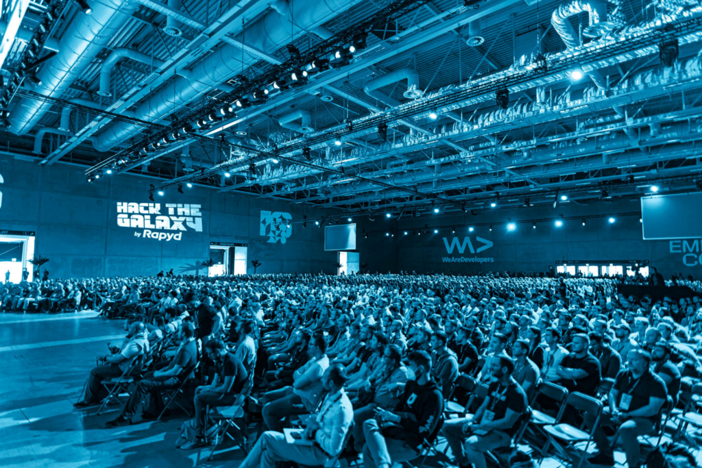 WeAreDevelopers World Congress audience attending a large-scale keynote session