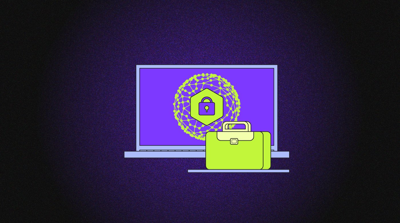 Image of a laptop with a briefcase, representing cybersecurity. How to get into cybersecurity featured image