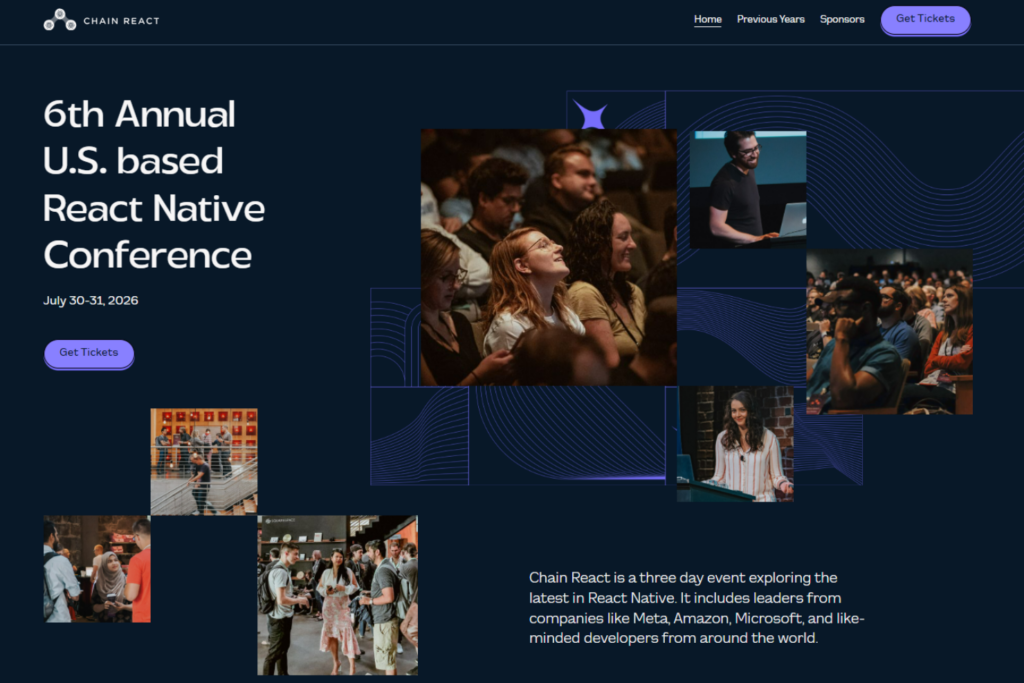 Screenshot of the Chain React 2026 conference