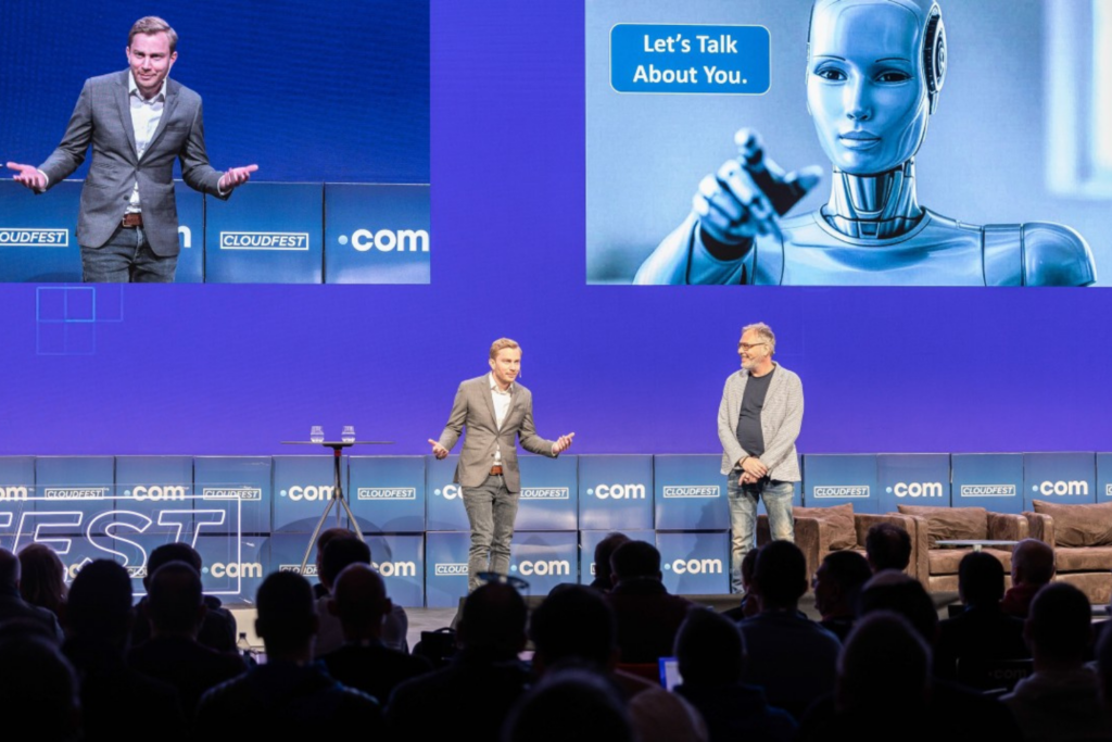 CEO Christian Jaeger and Chief Evangelist Soeren von Varchmin at the CloudFest 2025 opening