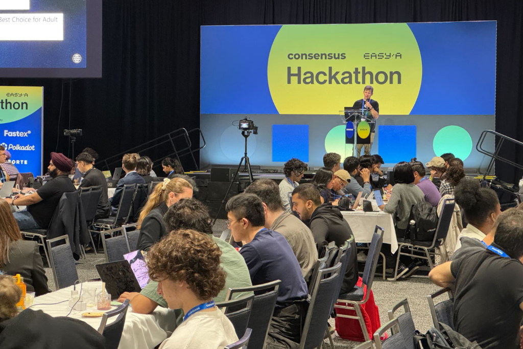 Delegates during EasyA hackathon at the Consensus 2025