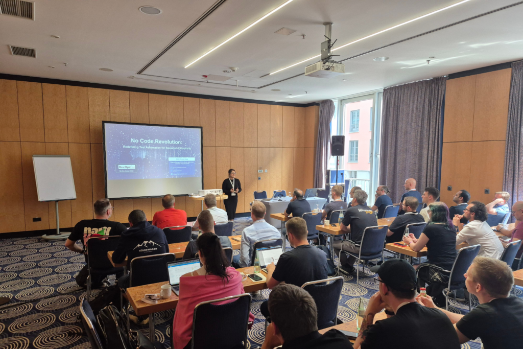 Advanced Certified Scrum Master (ACSM) Nishi Grover Garg presenting at the 2025 DevOpsCon in Berlin