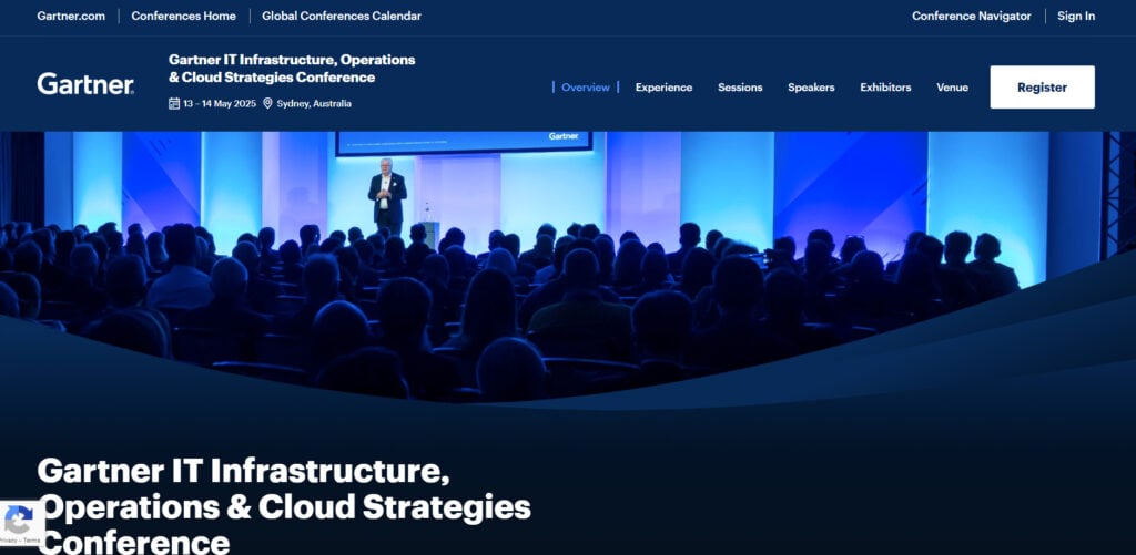Landing page of Gartner IT Infrastructure, Operations & Cloud Strategies Conference