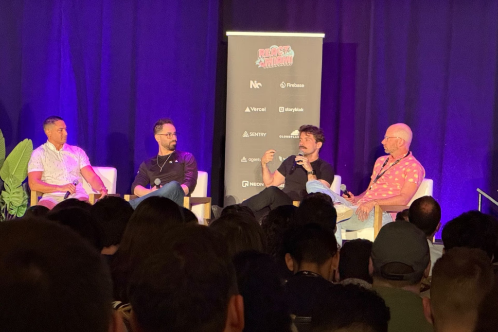 Panel discussion at the React Miami 2025 conference