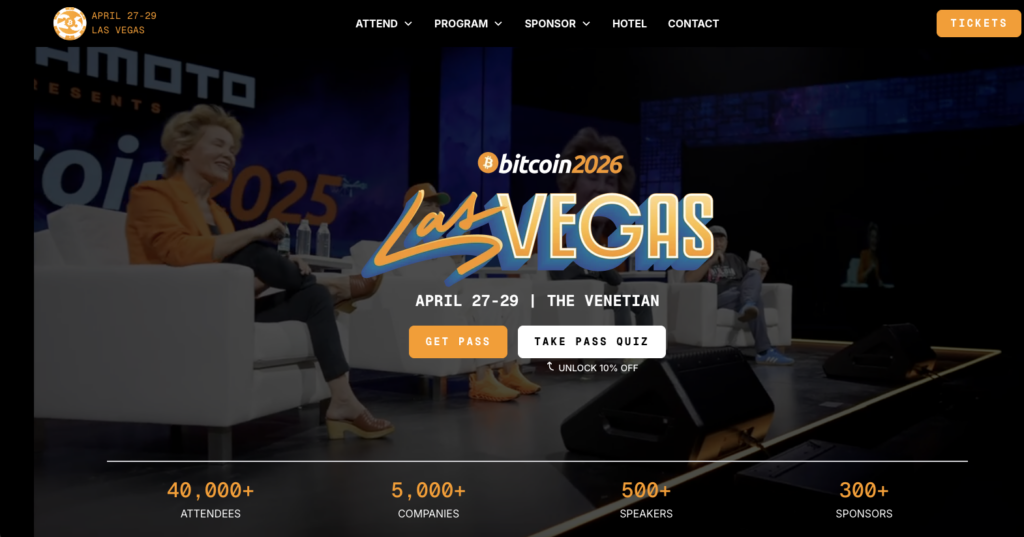 Bitcoin 2026 website homepage