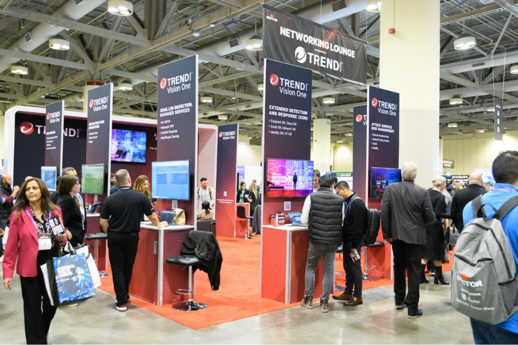SecTor 2025 attendees exploring cybersecurity vendor booths and networking areas