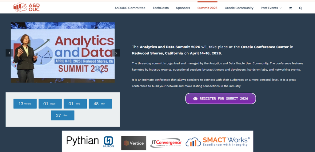 Website interface of the Analytics and Data Summit 2026