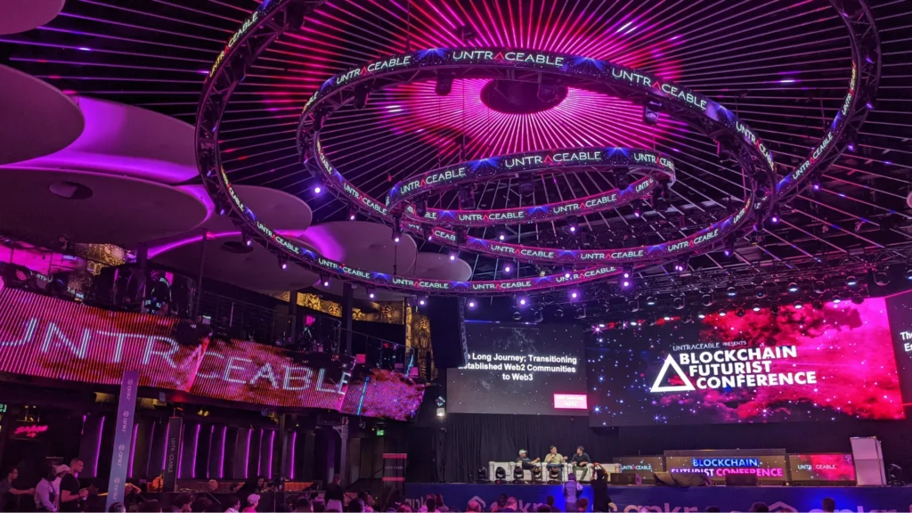 A full house for a panel discussion at the Blockchain Futurist Conference