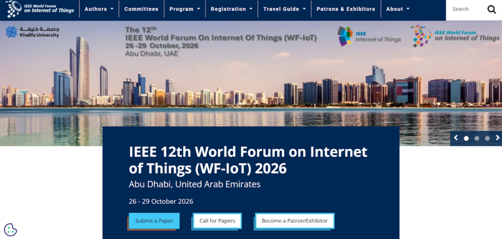 The landing page for the IEEE 12th World Forum on Internet of Things (WF-IoT)