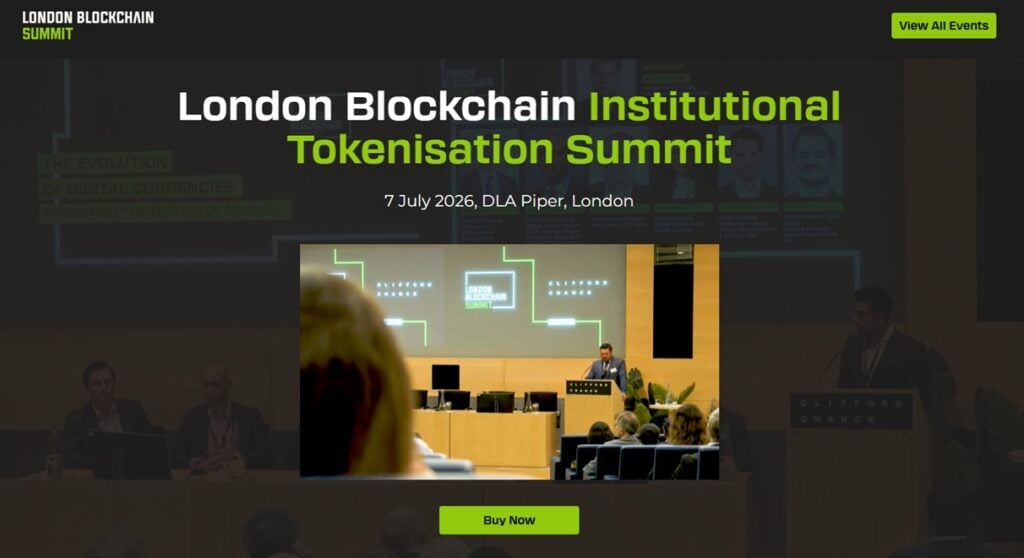 Landing page for the London Blockchain Institutional Tokenisation Summit