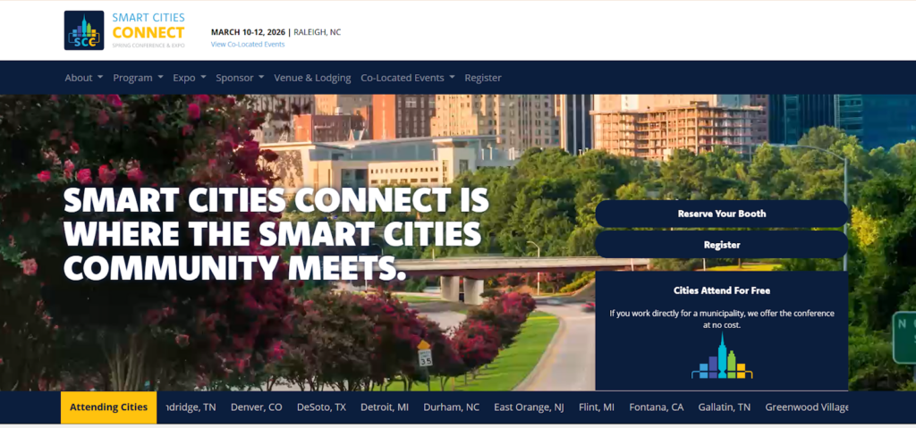 Landing page for the Smart Cities Connect conference