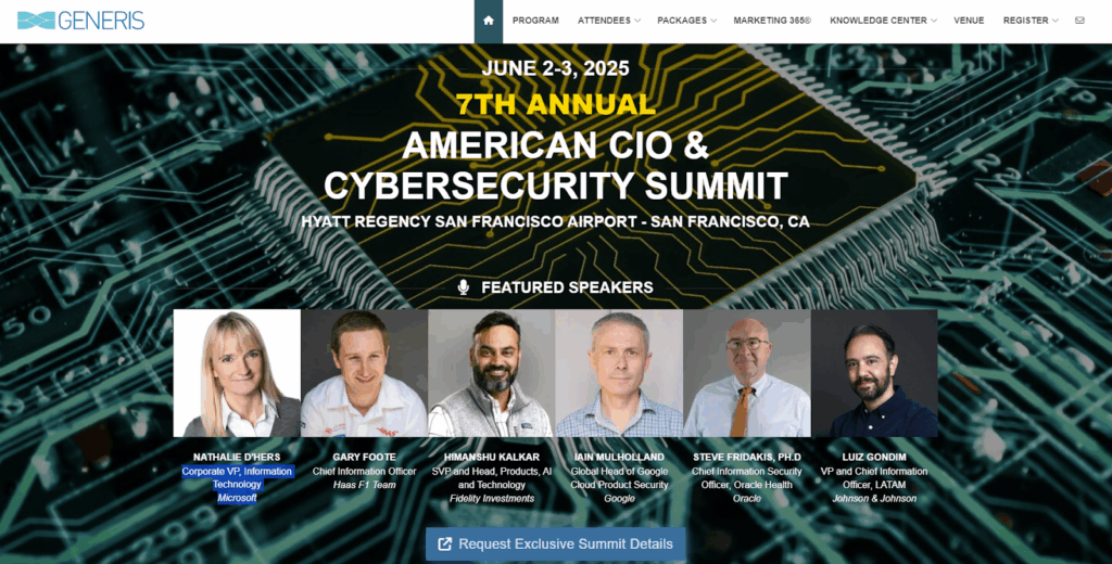 Website screenshot of American CIO & Cybersecurity Summit