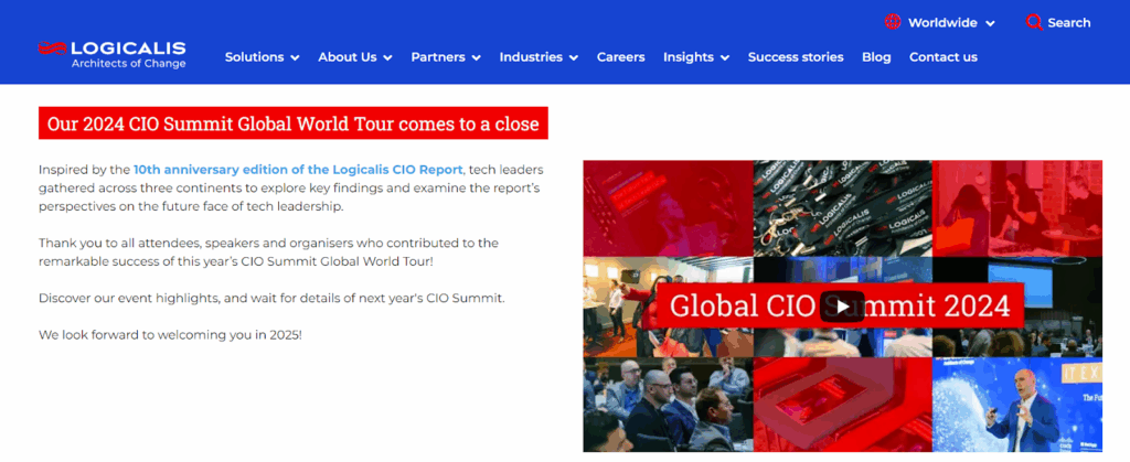 Logicalis CIO Summit landing page screenshot