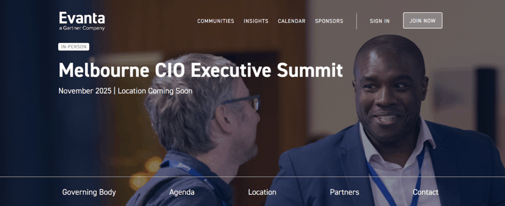 Melbourne CIO Executive Summit website page screenshot
