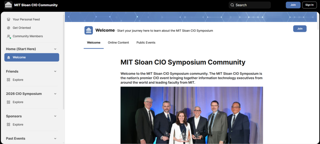 MIT Sloan CIO Symposium featuring CIOs and MIT faculty on stage