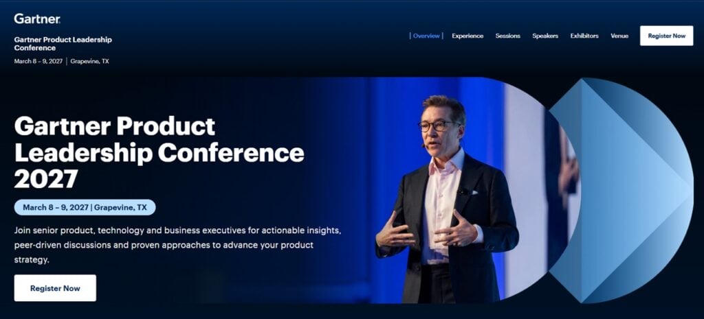 Landing page for the Gartner Product Leadership Conference 2027