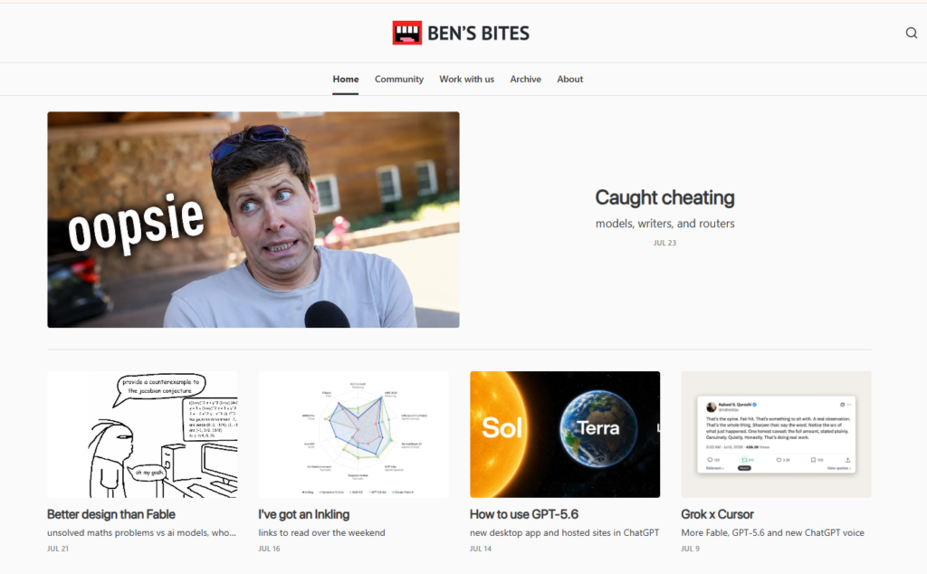 Screenshot of Ben Bite's website