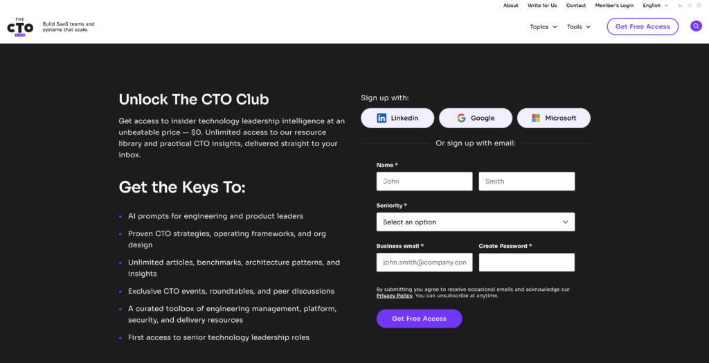 The CTO Club subscription form
