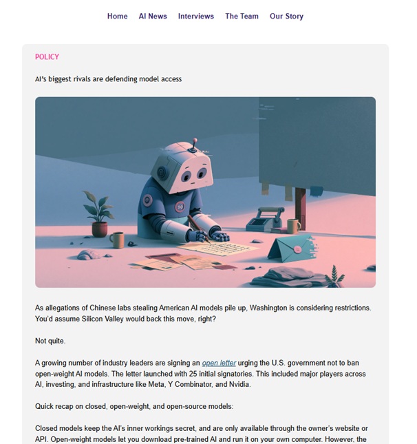 Sample of the Mindstream's newsletter