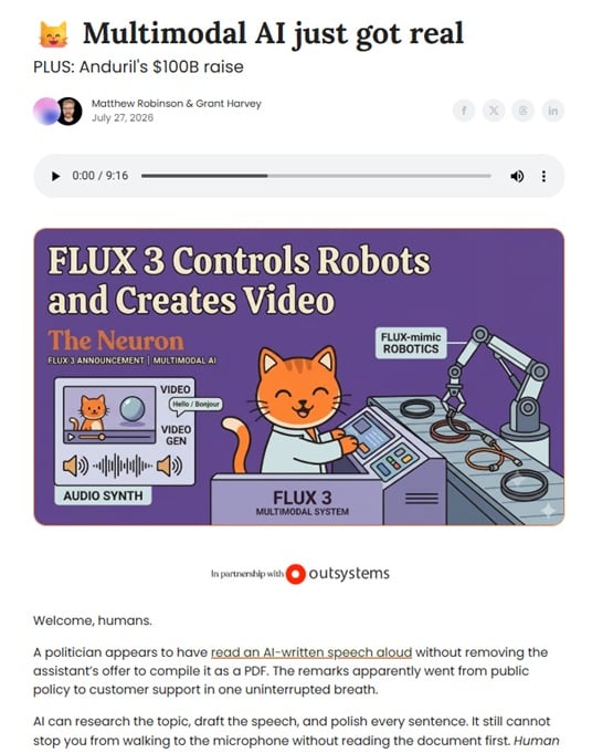 Sample of The Neuron's newsletter