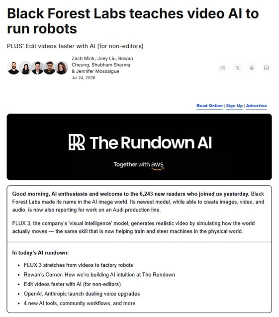Sample of The Rundown AI's newsletter