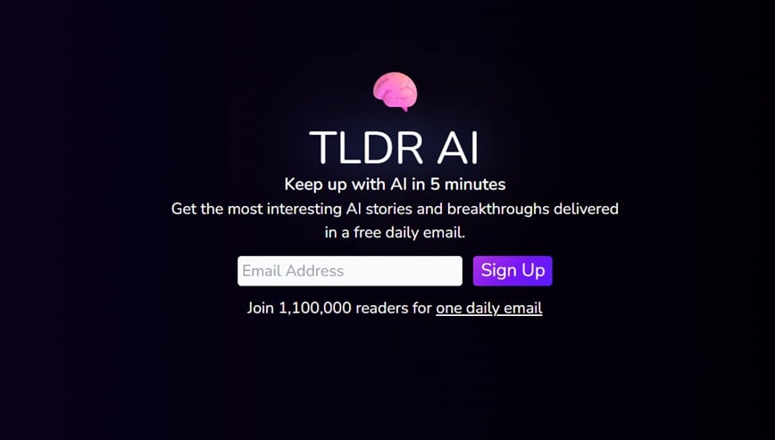 The TLDR AI's sign up page