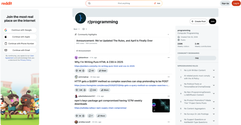 r/programming subreddit