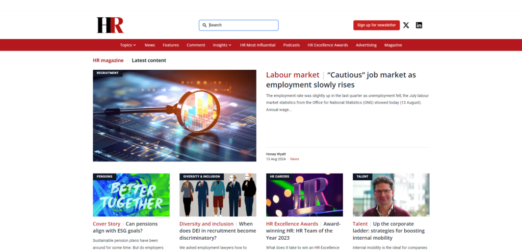 HR Magazine landing page