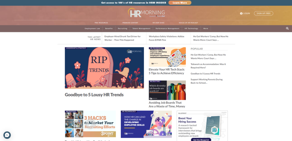 HRMorning landing page