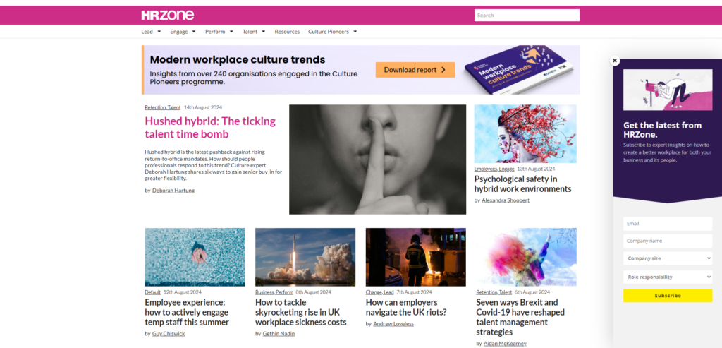 HRZone blog landing page