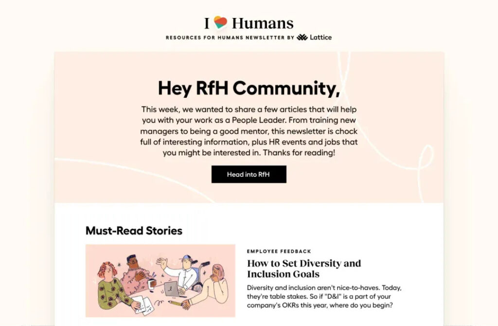 The I ♥️ Humans newsletter landing page