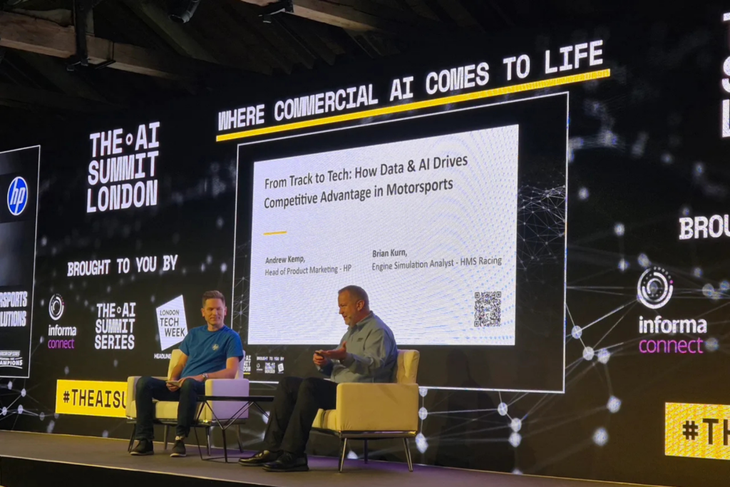 Andrew Kemp, Head of Product Marketing at HP, shared the stage with Brian Kurn, Engine Simulation Analyst at HMS Racing at The AI Summit 2025