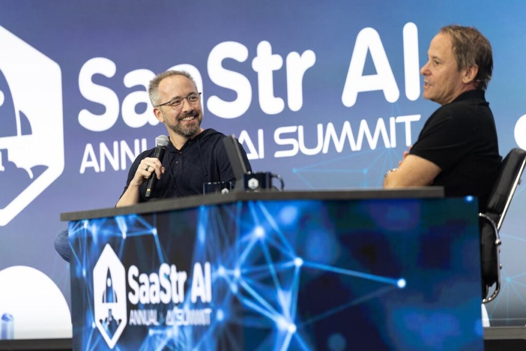 An engaging panel discussion on stage at the SaaStr AI Annual