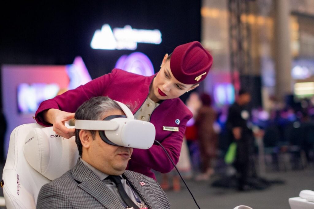 An attendees engaging with immersive technology at Web Summit