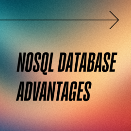 Nosql database advantages text on blue and red background